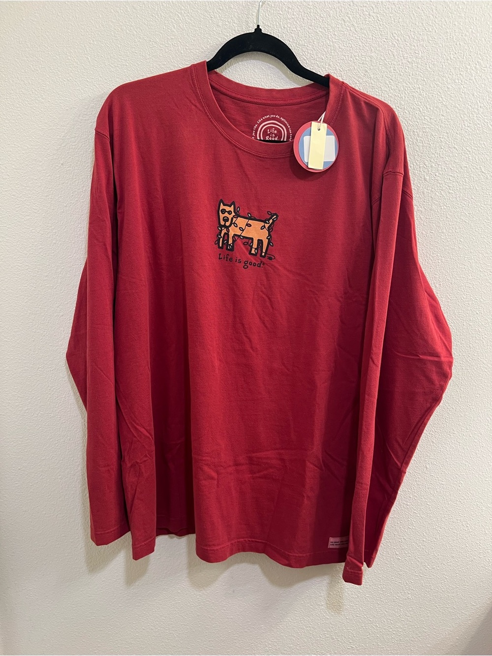 NWT Life is Good Dog Christmas Long Sleeve Tee Mens Large